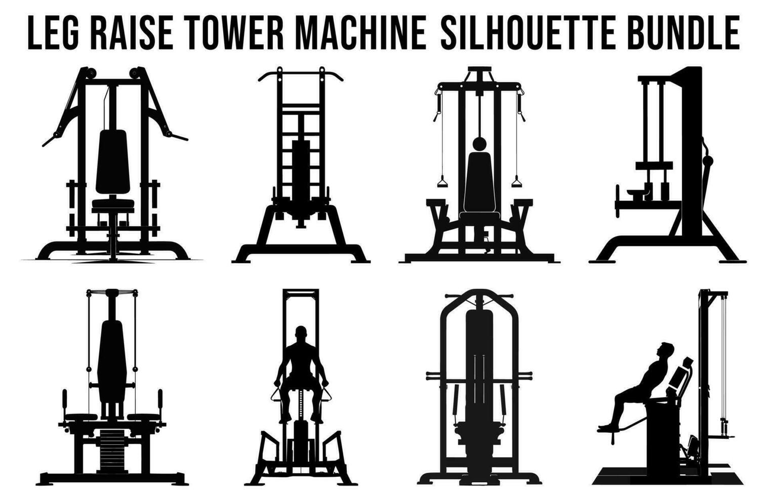 Free Gym Machine Silhouettes vector Bundle, Fitness element machine illustration Bundle