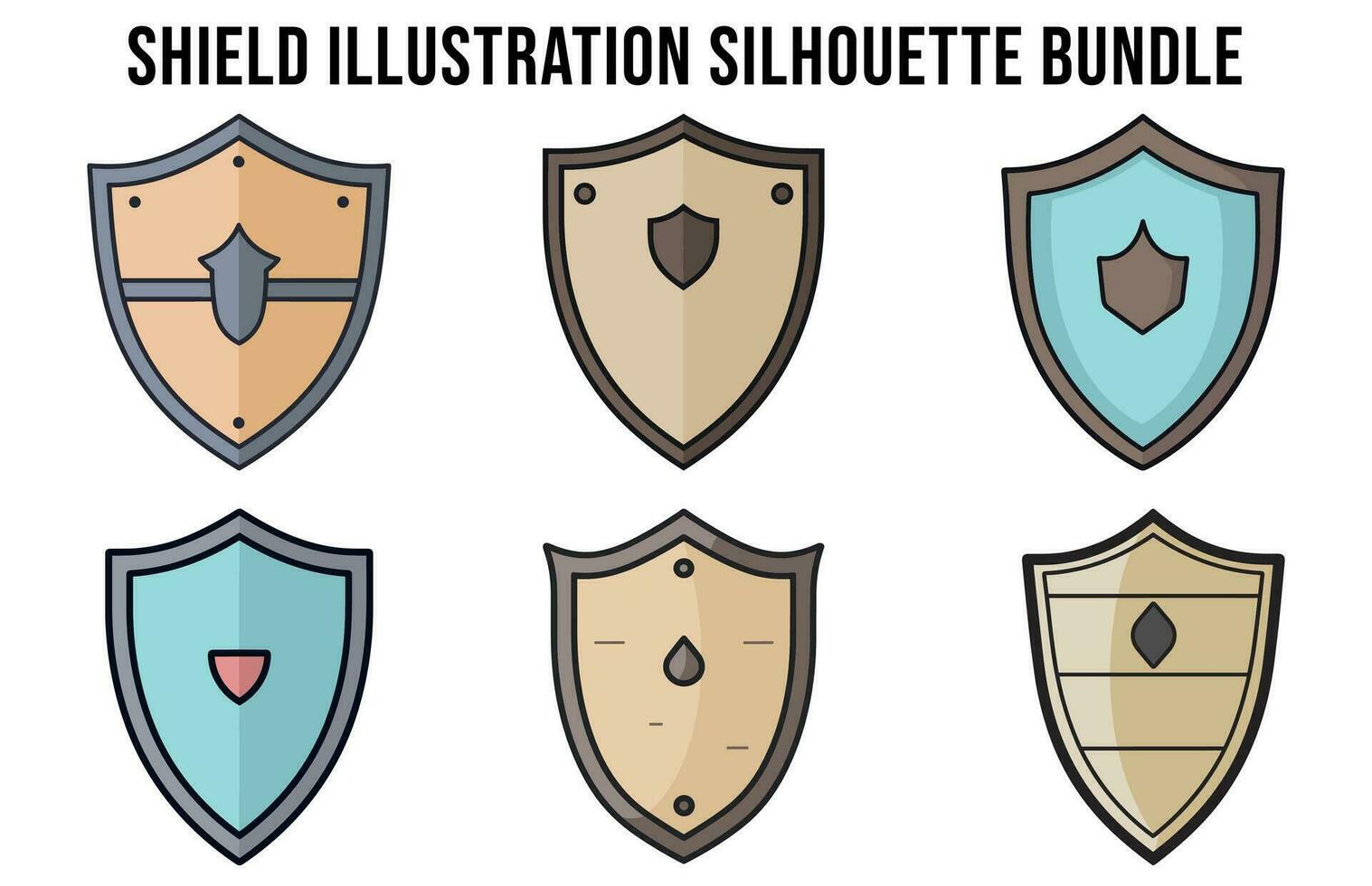 Shield Protect badge vector illustration bundle, Set of Shield Vector collection