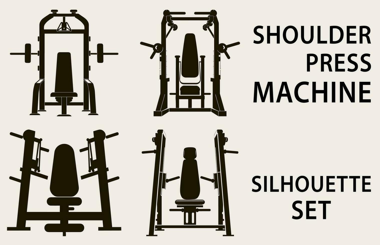 Set Of Gym Equipment Silhouette vector, Fitness element machine illustration Bundle vector