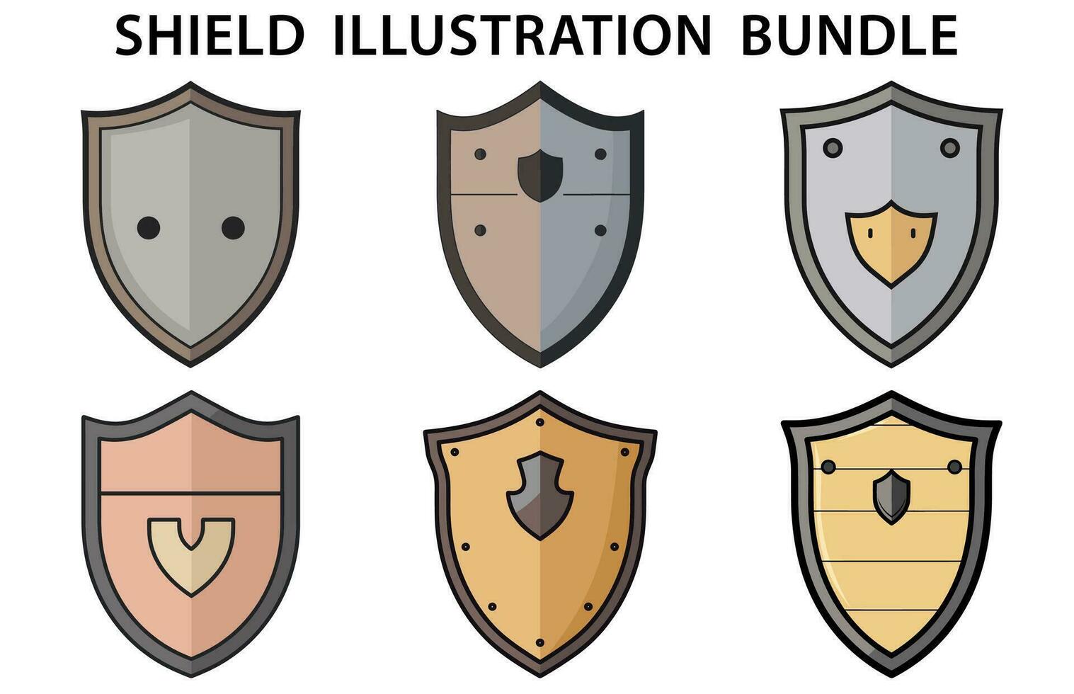 Shield Protect badge vector illustration bundle, Set of Shield Vector collection