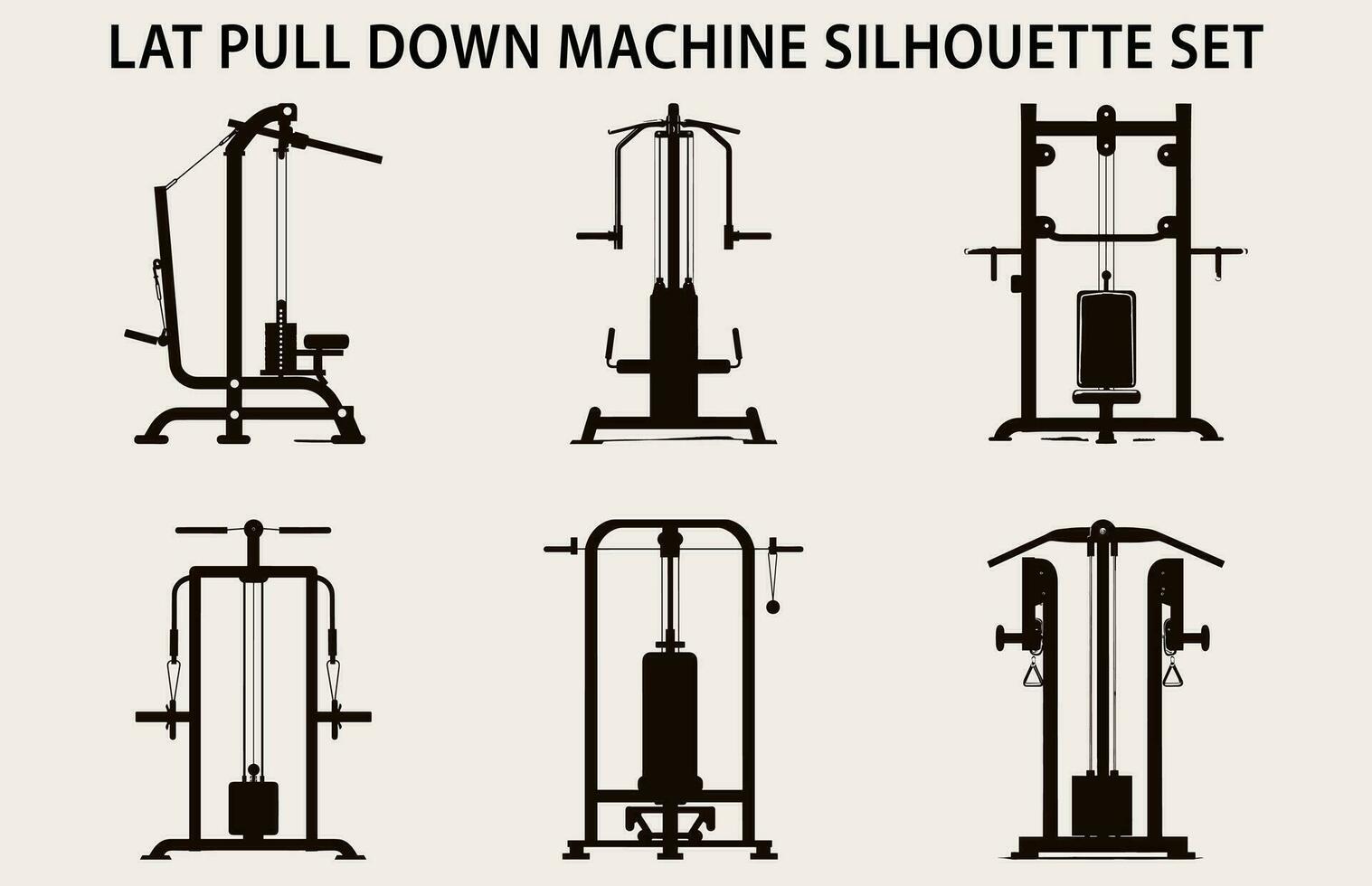 Set Of Gym Equipment Silhouette vector, Fitness element machine illustration Bundle vector