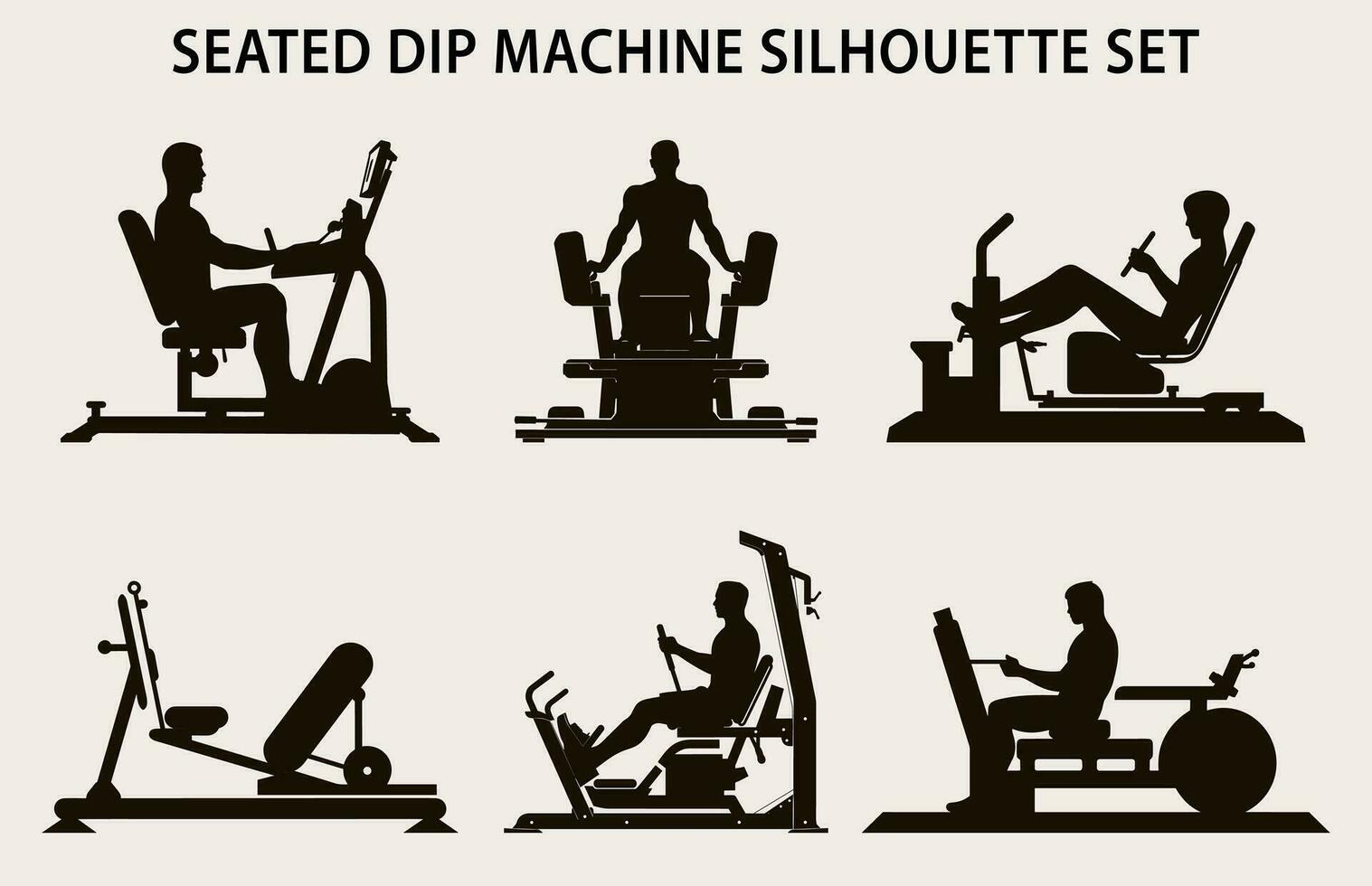 Set Of Gym Equipment Silhouette vector, Fitness element machine illustration Bundle vector