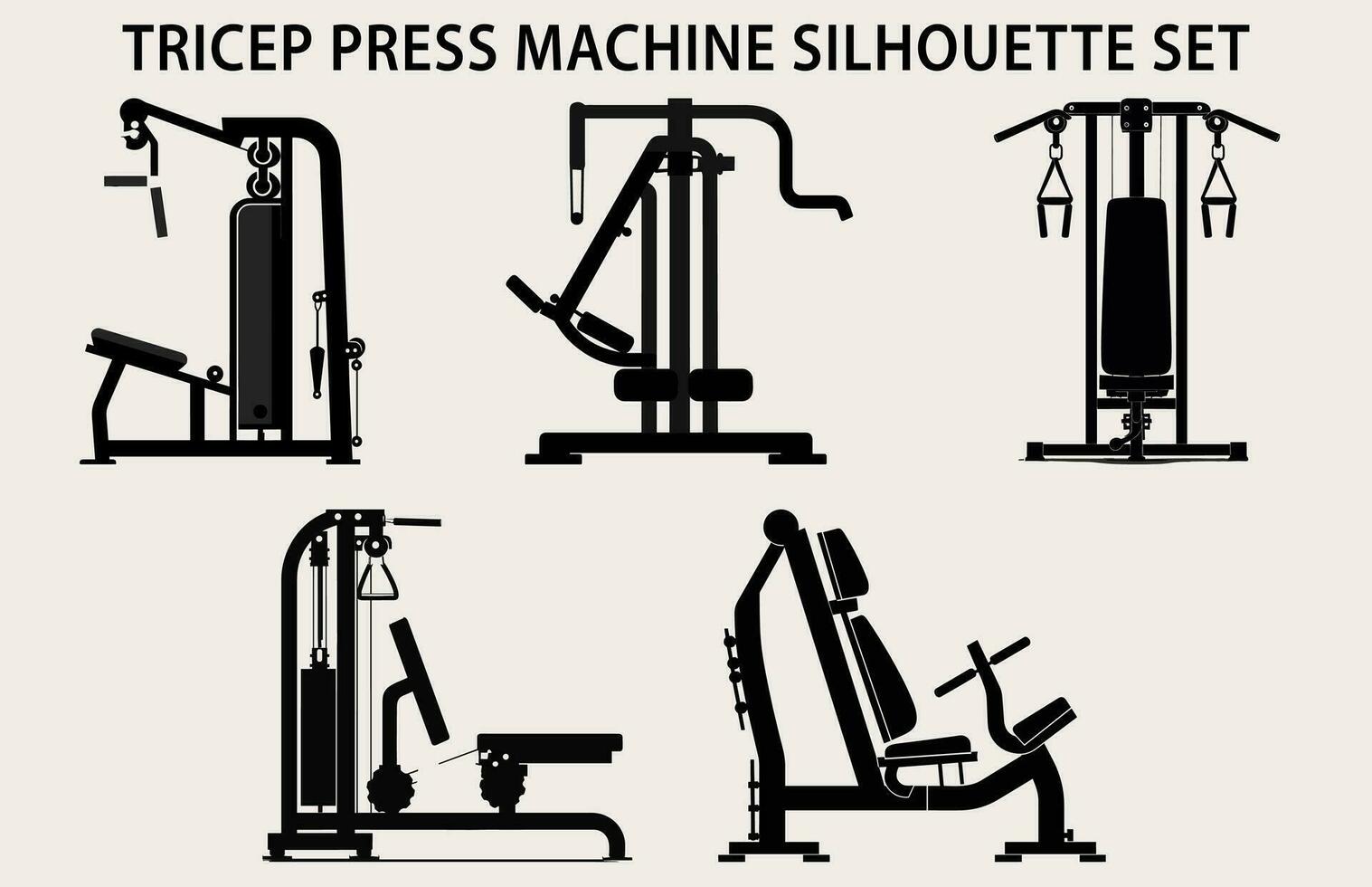 Set Of Gym Equipment Silhouette vector, Fitness element machine illustration Bundle vector