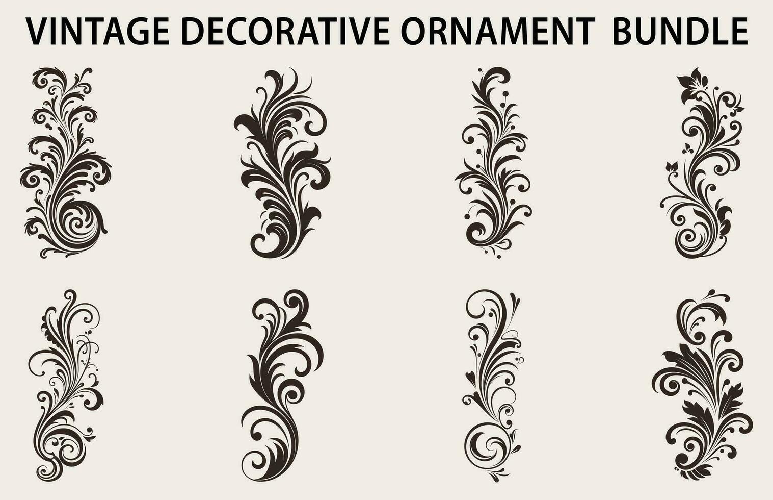 Vintage typographic design element vector bundle, Set of calligraphic vector decorative Ornament element