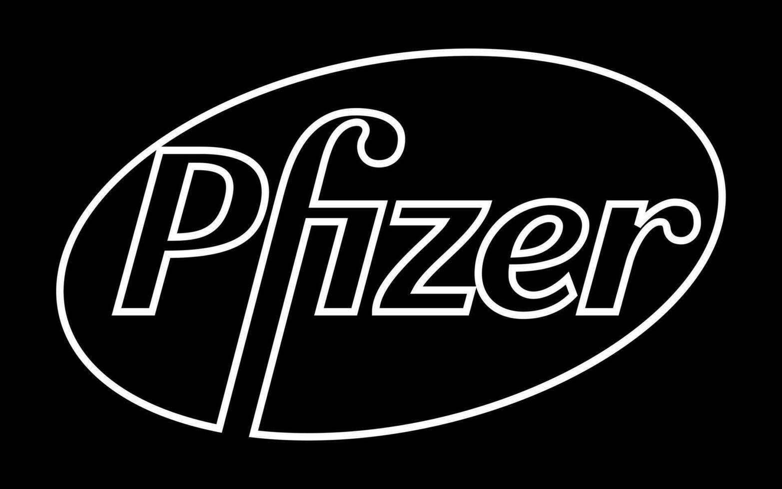 Pfizer Vector Logo - Black Color Silhouette - American pharmaceutical corporation that research and development vaccines and medical products. Pharmacy laboratory.