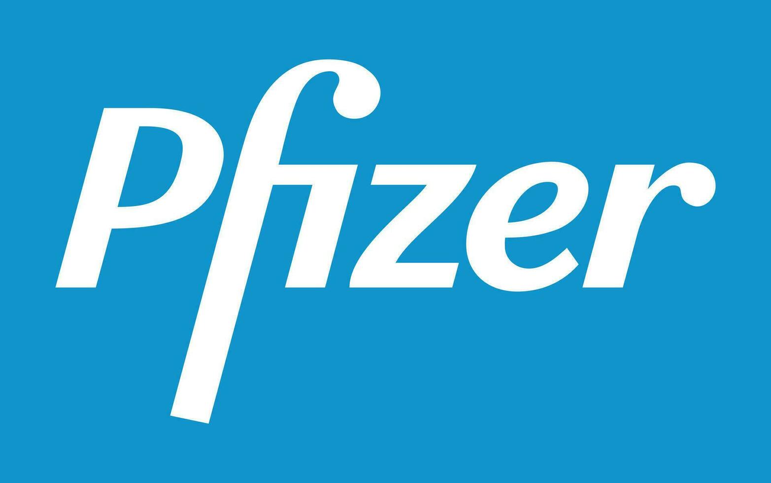 Pfizer Vector Logo - Latest Blue Color - American pharmaceutical corporation that research and development vaccines and medical products. Pharmacy laboratory.