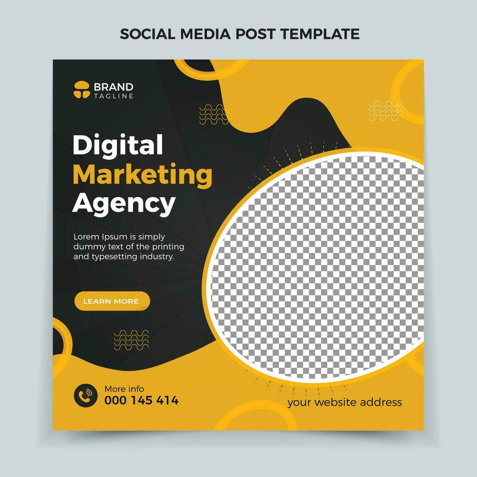 Business marketing agency promotion social media post template. Editable square banner design with place for the photo. vector