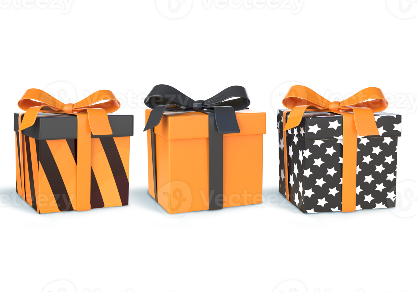 3D Rendering Halloween Black And Orange Gifts png