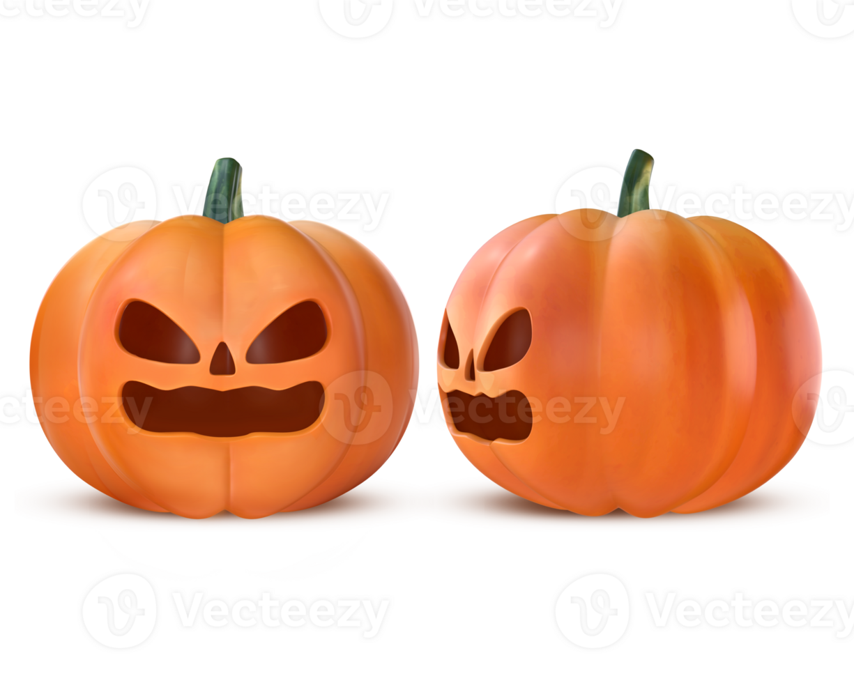 3D Rendering Halloween Angry Pumpkin Front And Frontside View png