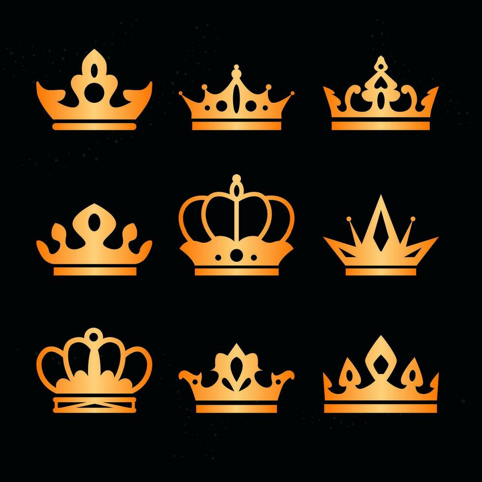 Golden Crown Icon Set vector