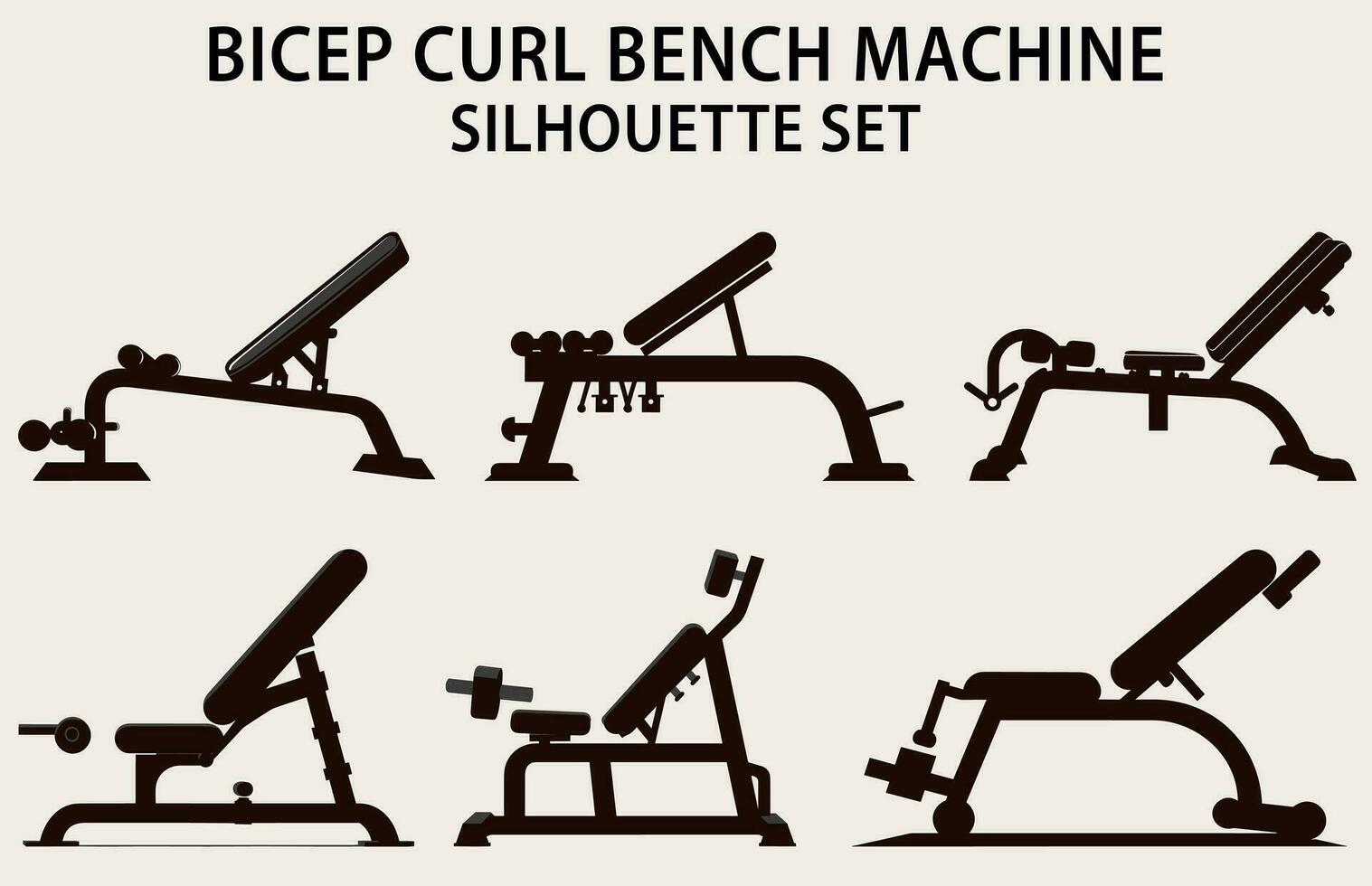 Set Of Gym Equipment Silhouette vector, Fitness element machine illustration Bundle vector