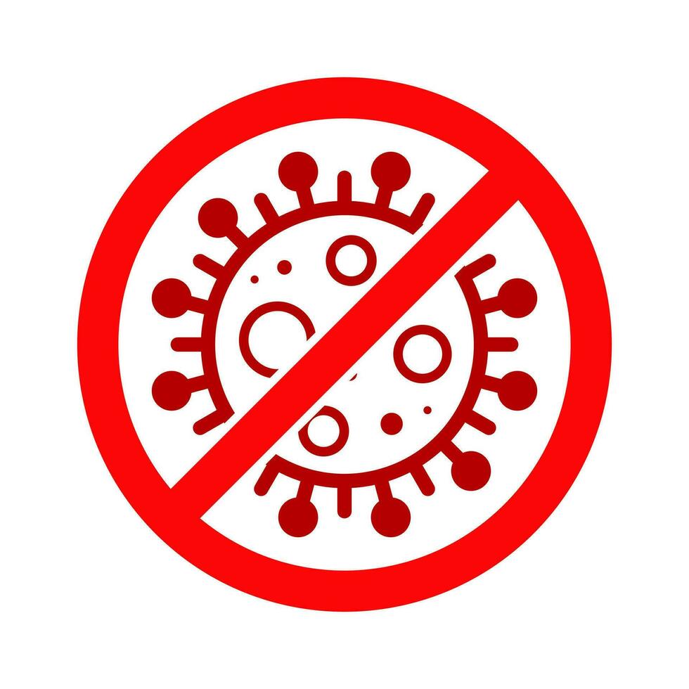 Virus Stop Cell Stamp. Red Vector. Epidemic Warning Symbol or Sign, Risk Zone Sticker. Disease Restricted Zone. vector