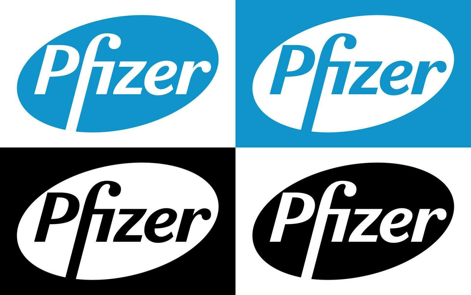 Pfizer Vector Logo - Latest Blue and Black Color Silhouette Set - American pharmaceutical corporation that research and development vaccines and medical products.