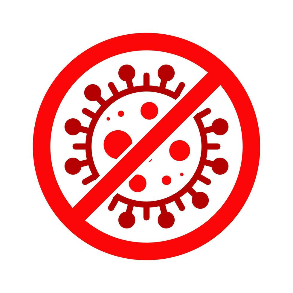 Virus Stop Cell Stamp. Red Vector. Epidemic Warning Symbol or Sign, Risk Zone Sticker. Disease Restricted Zone. vector