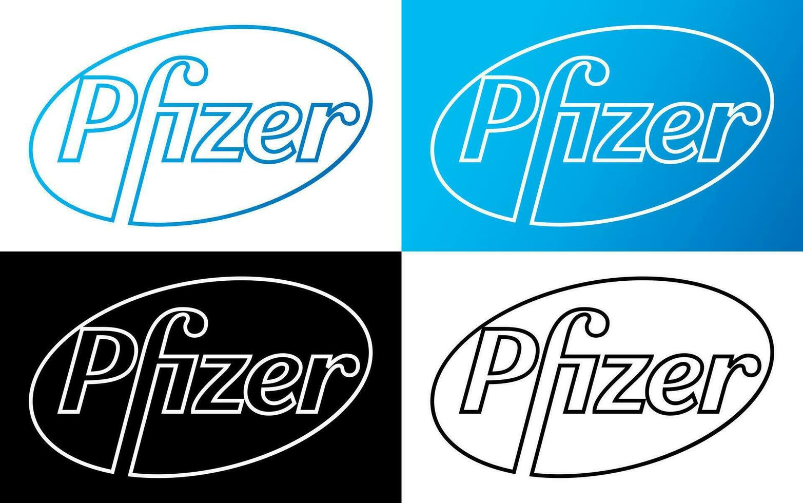 Pfizer Vector Logo - Latest Blue and Black Color Silhouette Set - American pharmaceutical corporation that research and development vaccines and medical products.