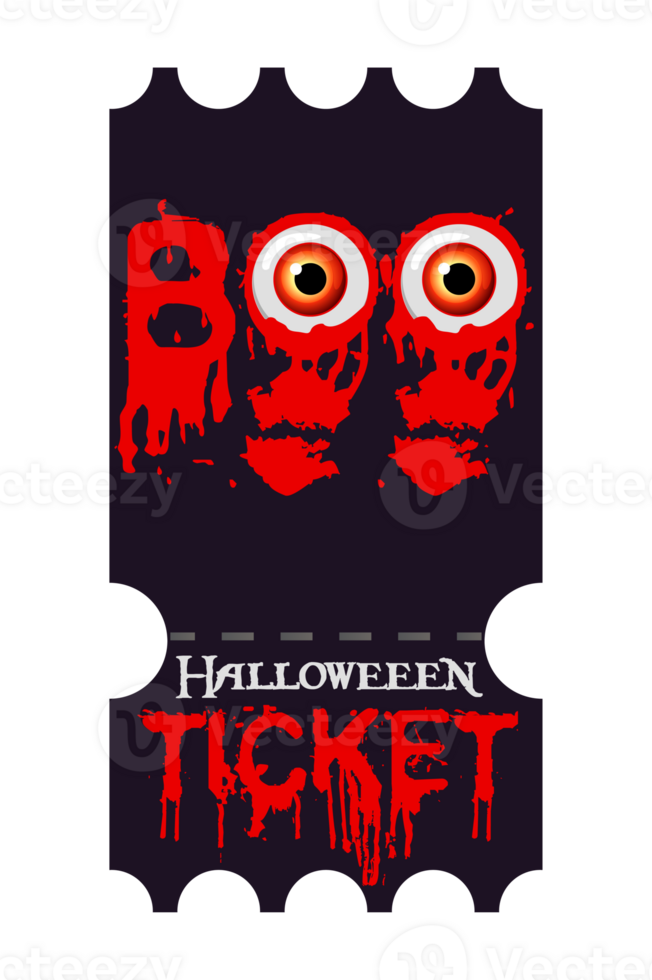 Halloween party ticket with eyes and blood. png