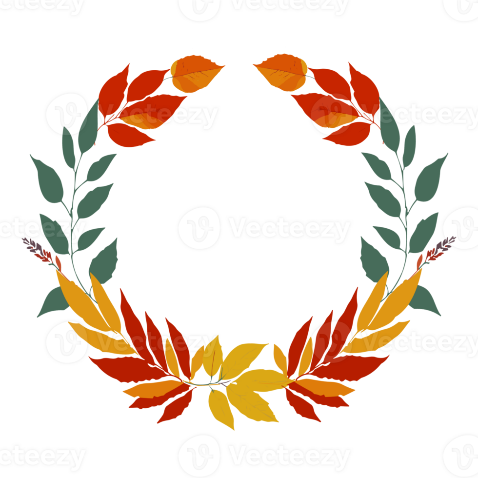 Autumn laurel wreath illustration Ai generated png