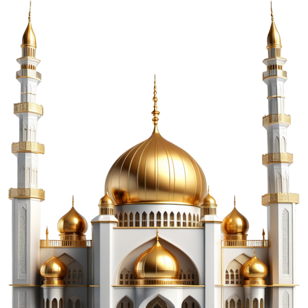 islamique Ramadan kareem 3d d'or mosquée. ai génératif png