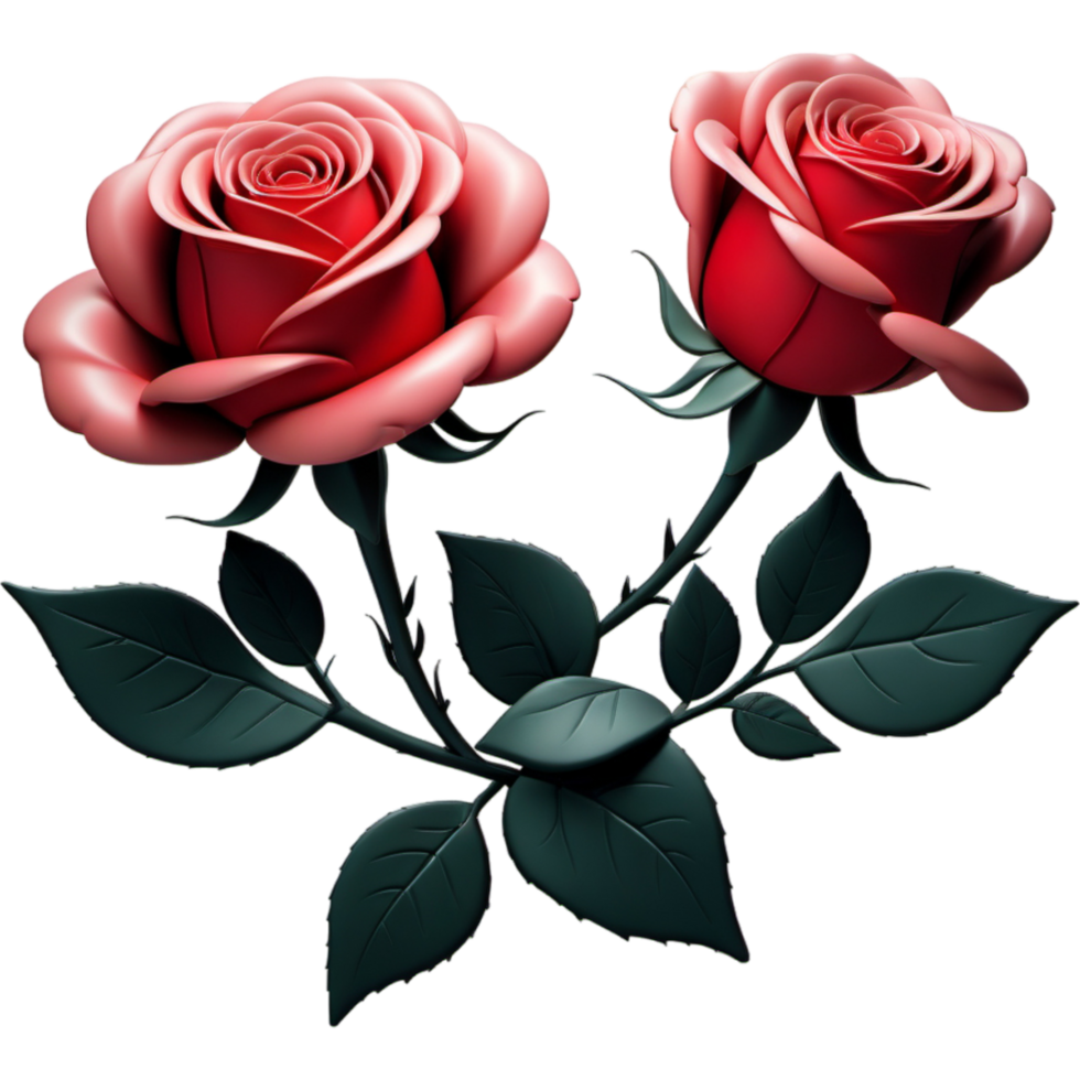 Two Blooming Red Roses Flower. AI Generative png