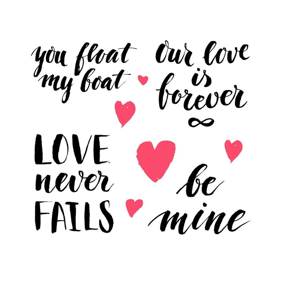 valentine's day quotes set vector