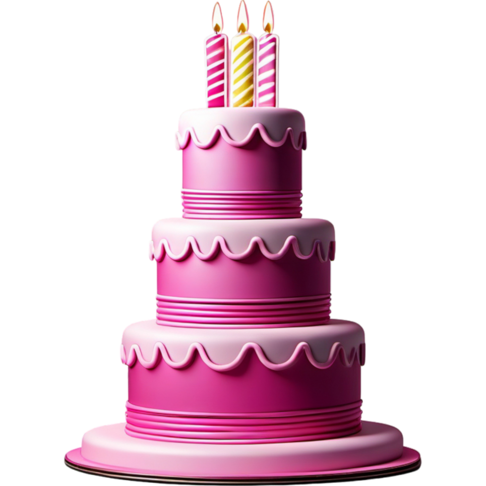 Pink Double Layer Birthday Cake. AI Generative png