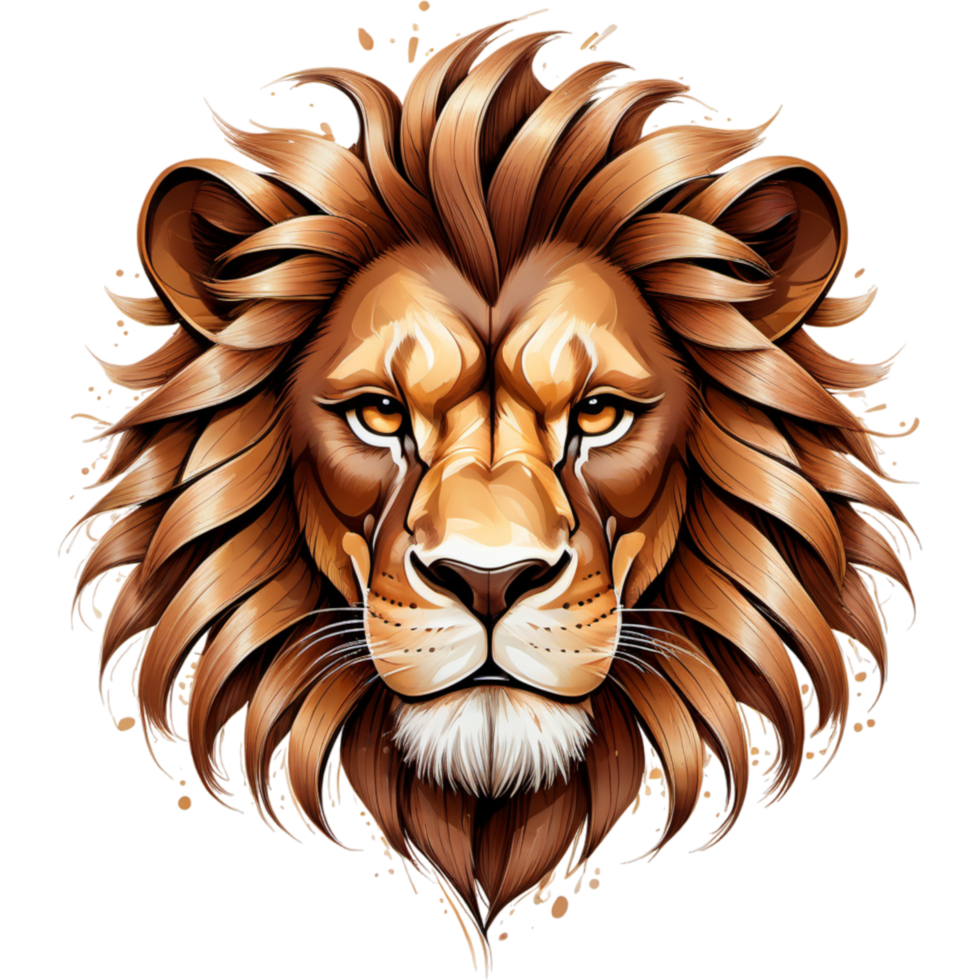 Hand Painted Head Brown Lion King. AI Generative png