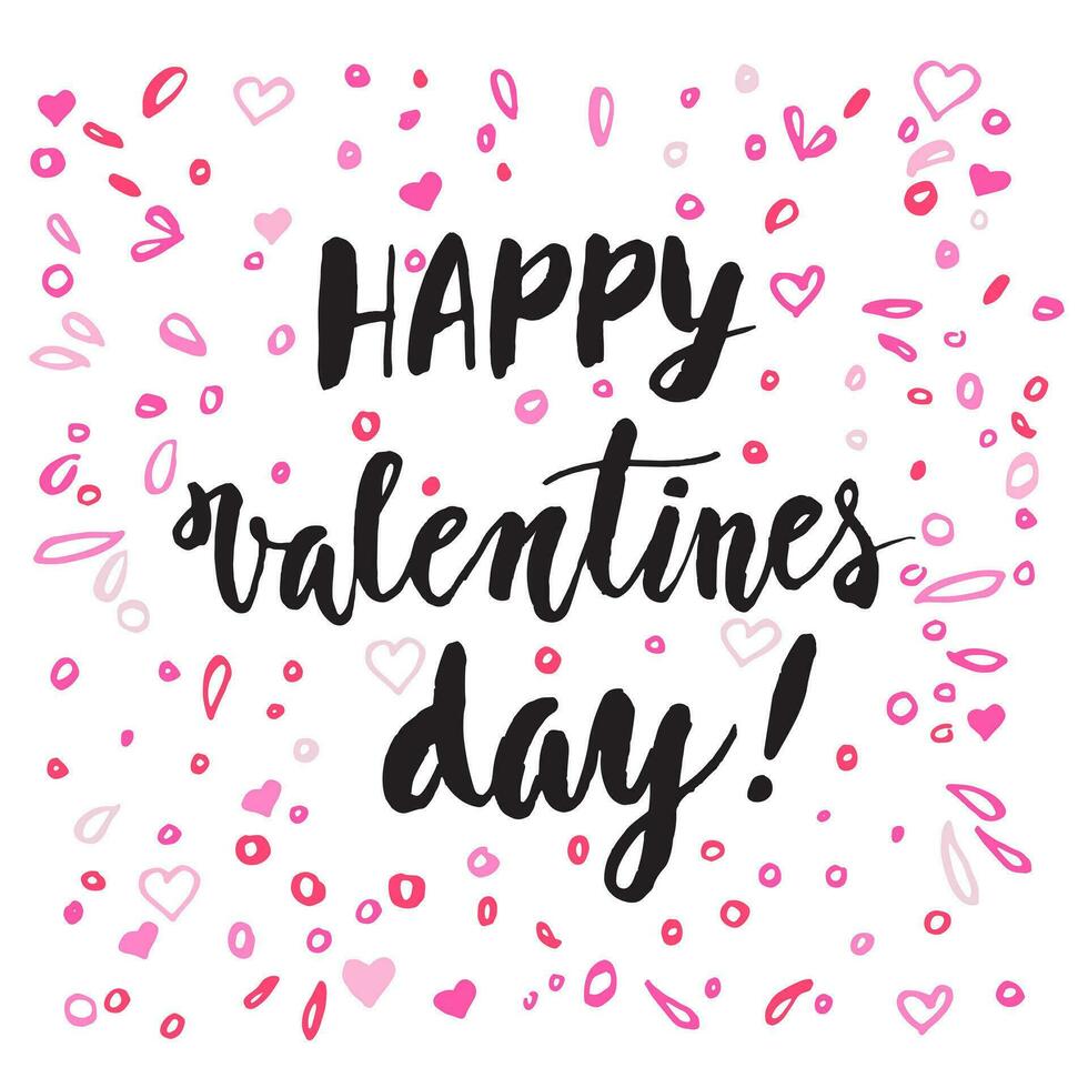 valentine's day card with hearts and confetti vector