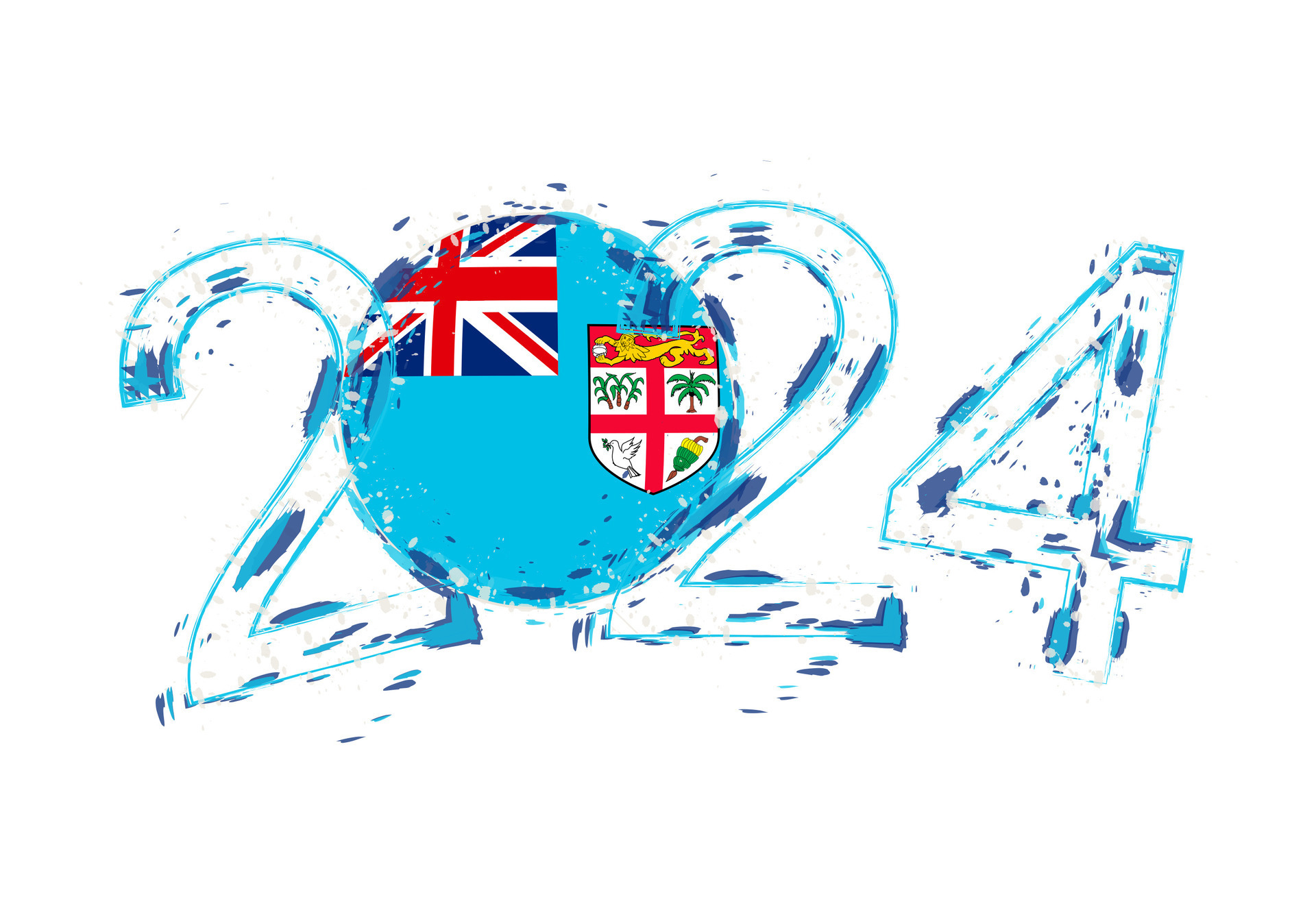 2025 Year in grunge style with flag of Fiji. 29881695 Vector Art at