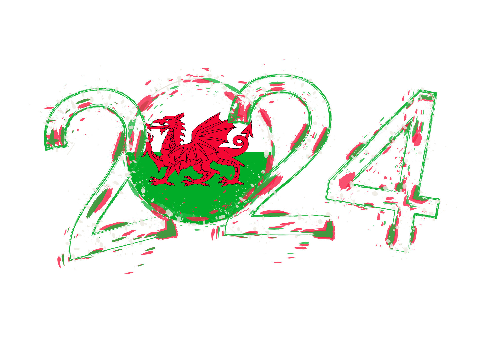 2024 Year in grunge style with flag of Wales. 29881746 Vector Art at