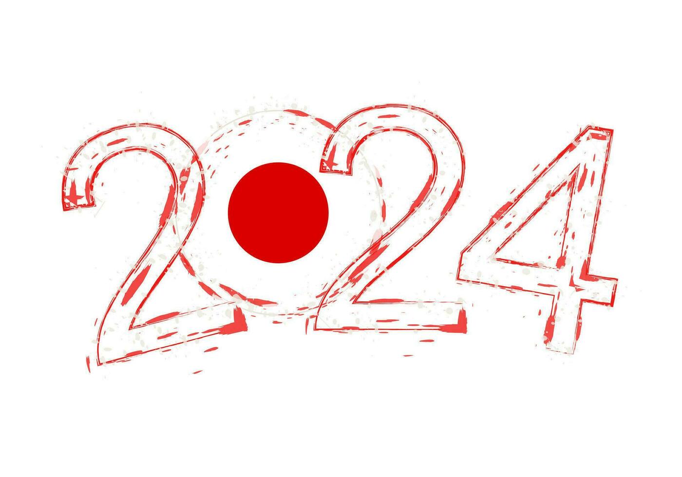 2024 Year in grunge style with flag of Japan. vector