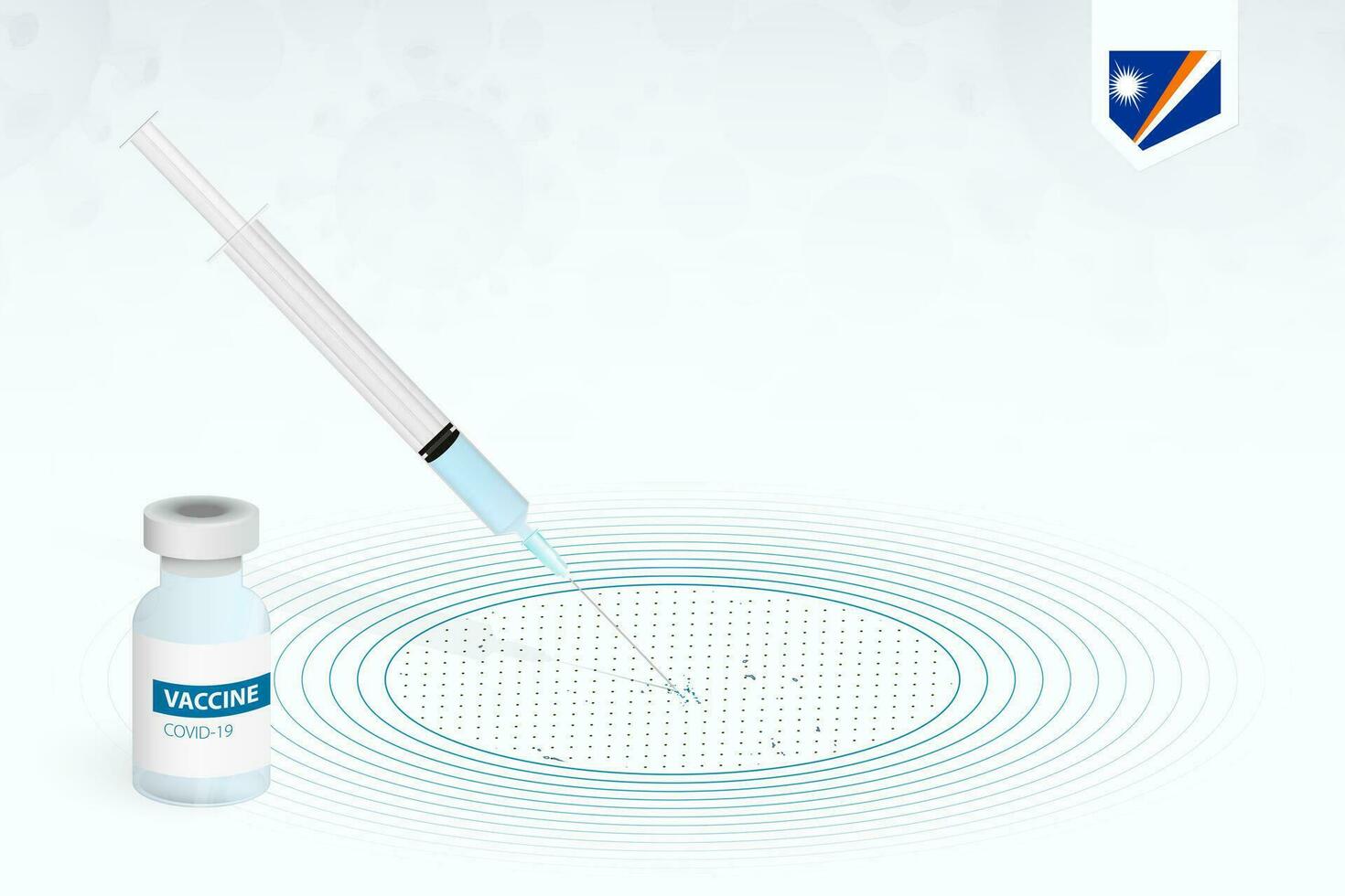 COVID-19 vaccination in Marshall Islands, coronavirus vaccination illustration with vaccine bottle and syringe injection in map of Marshall Islands. vector