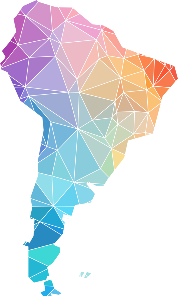 bunt abstrakt niedrig polygonal von Süd Amerika Karte. png