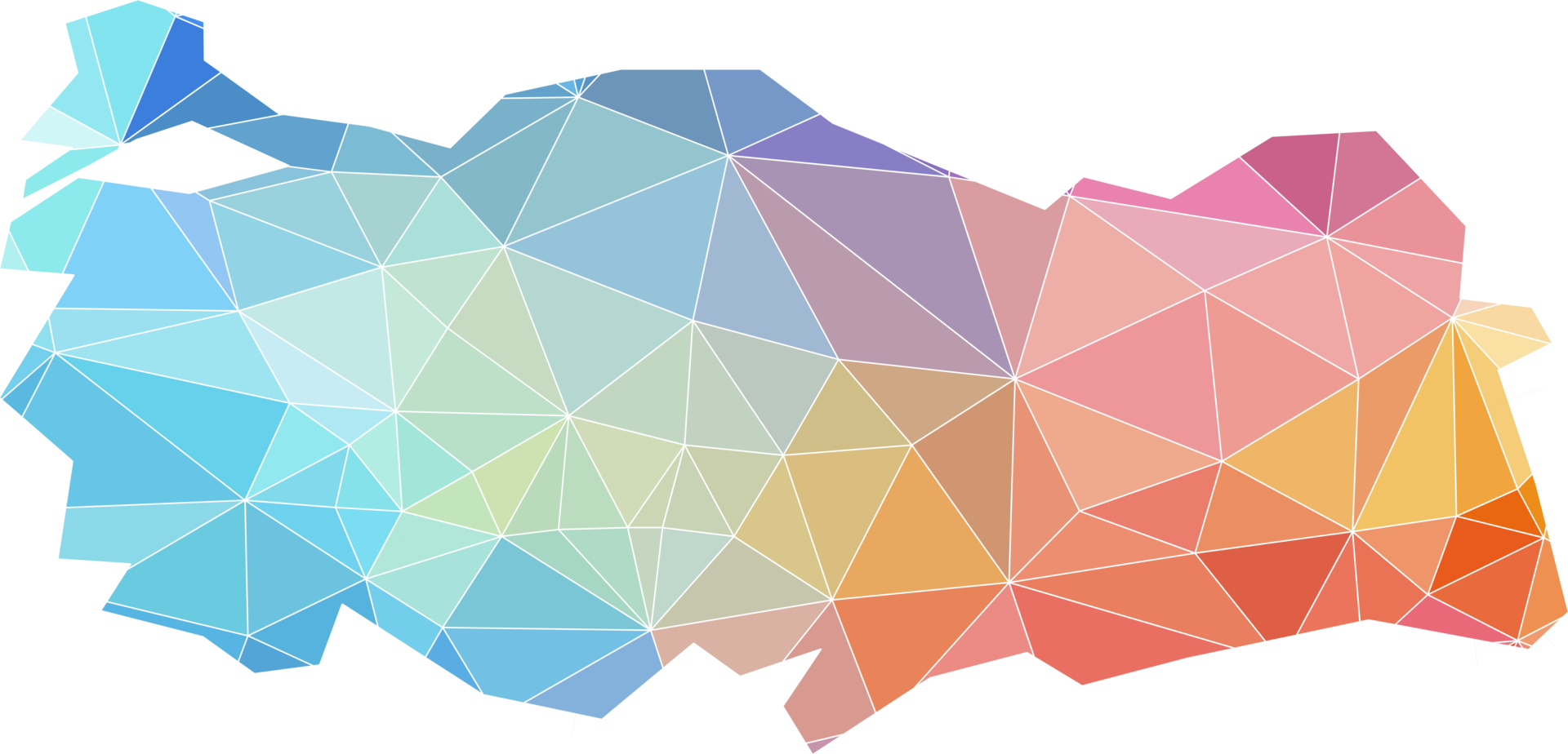 colorful abstract low polygonal of turkey map. png