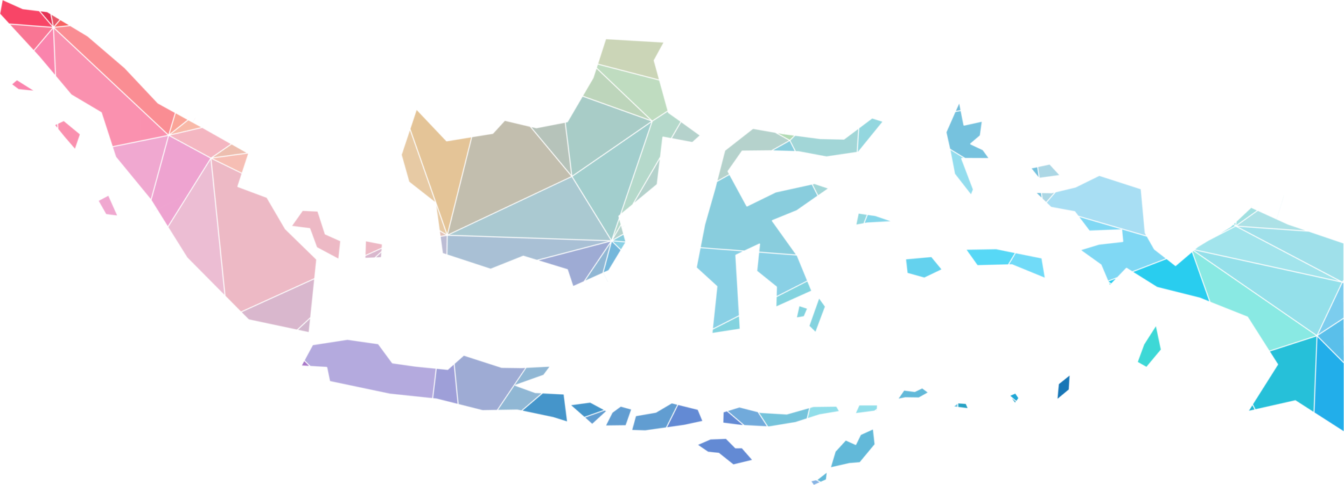 colorful abstract low polygonal of indonesia map. png