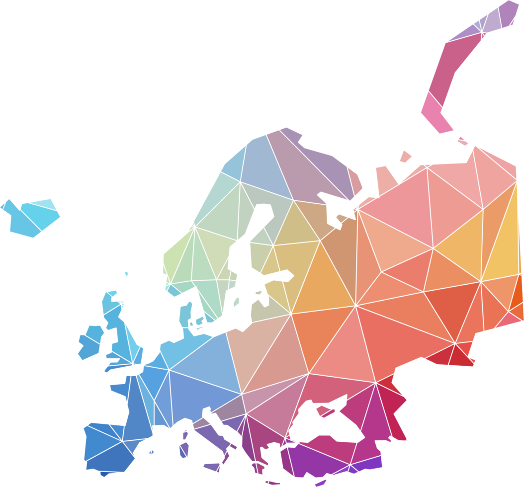 bunt abstrakt niedrig polygonal von Europa Karte. png