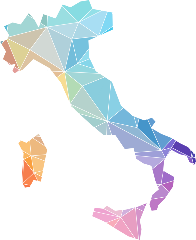 färgrik abstrakt låg polygonal av Italien Karta. png