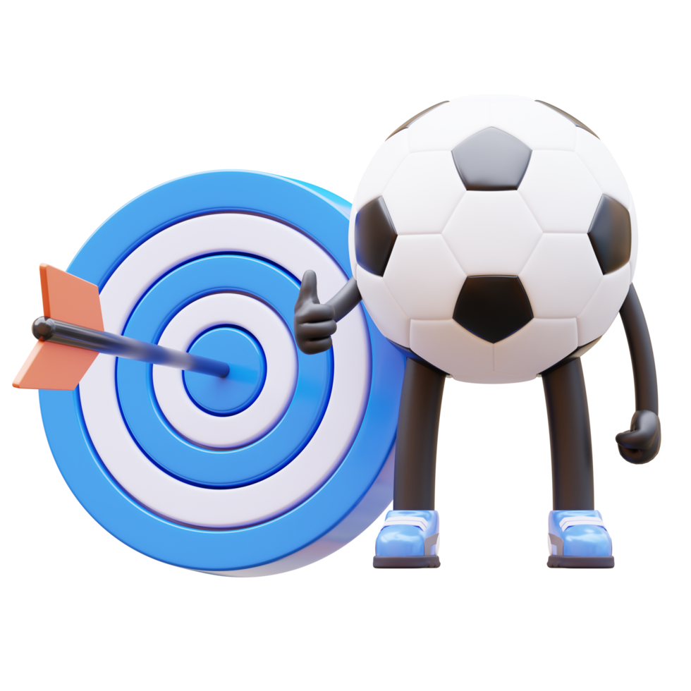 3d football Balle personnage en portant une dard et un La Flèche png