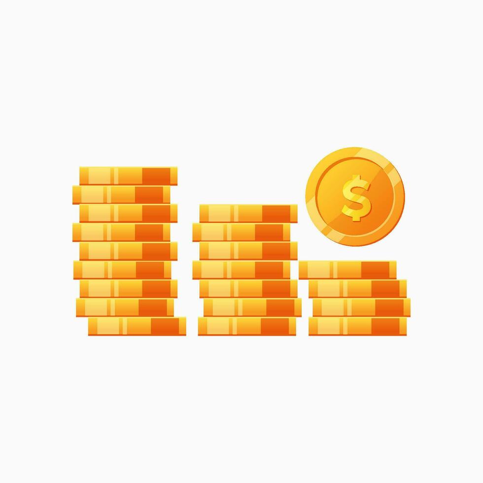 Gold coin vector isolated on white background