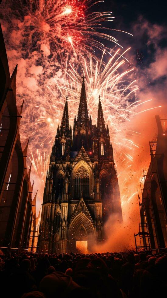 Fireworks light up the sky above Cologne Carnival celebrations photo