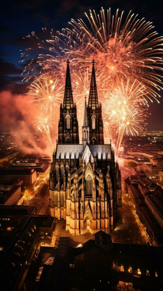 Fireworks light up the sky above Cologne Carnival celebrations photo