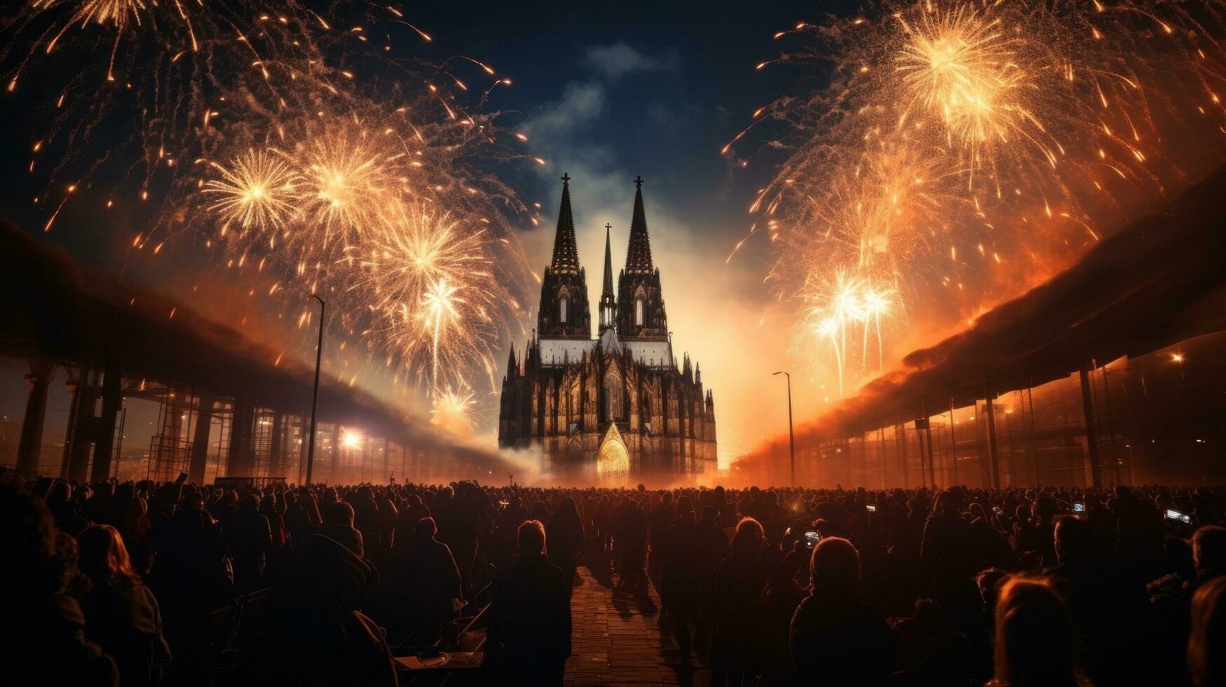 Fireworks light up the sky above Cologne Carnival celebrations photo