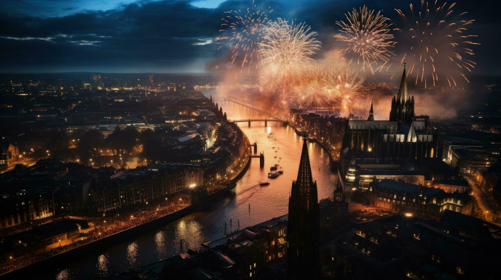 Fireworks light up the sky above Cologne Carnival celebrations photo