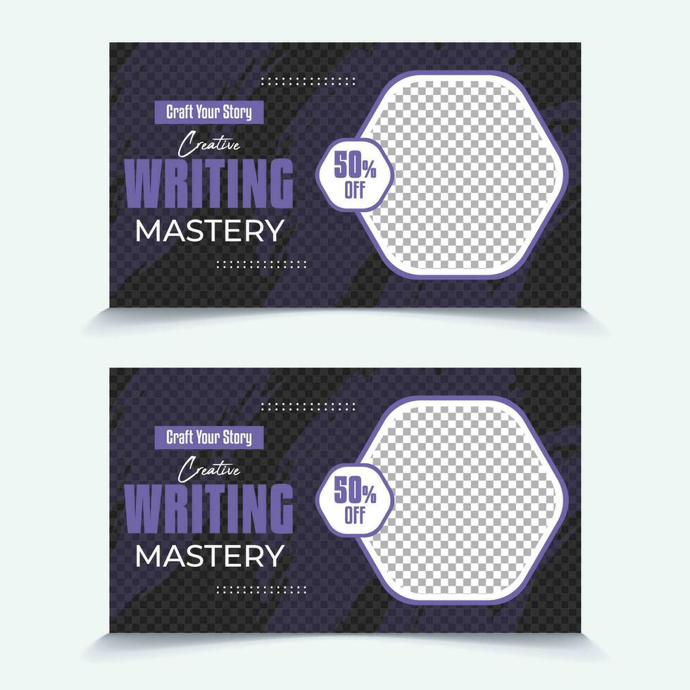 Craft your creative writing mastery video cover and thumbnail design template vector