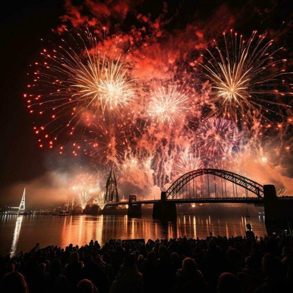 Fireworks light up the sky above Cologne Carnival celebrations photo