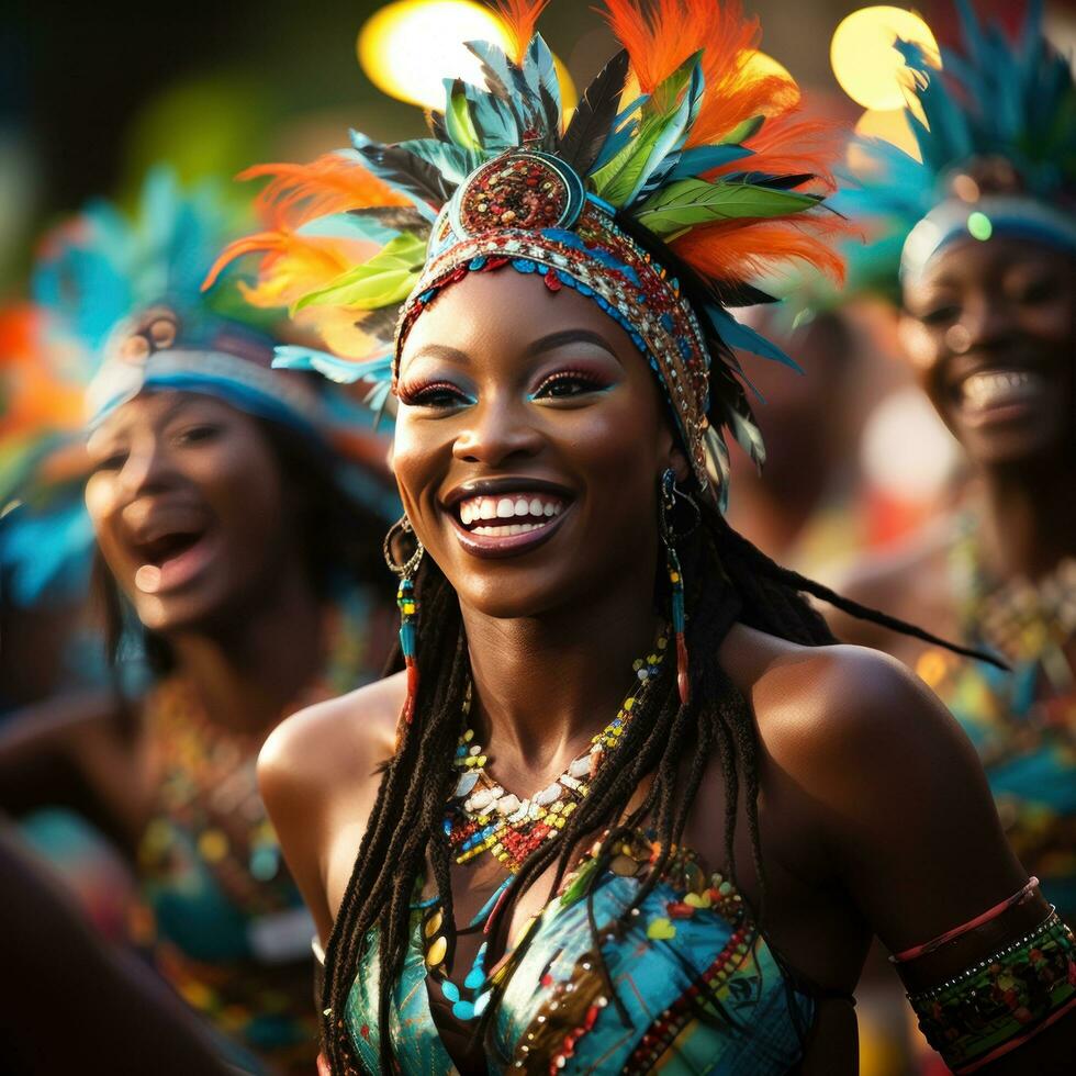 Traditional Caribbean costumes and music at  Carnival photo