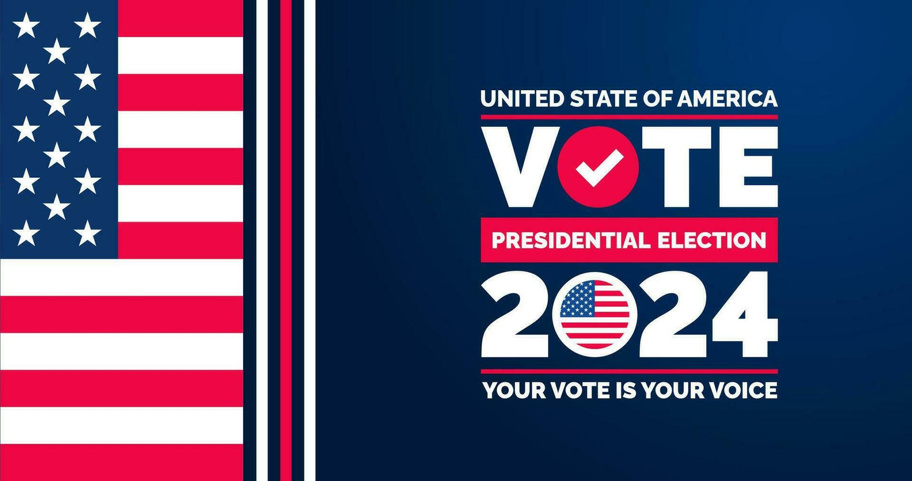 Presidential election 2024 background design template with USA flag. Vote in USA flag banner design. Election voting poster. president voting 2024. Political election 2024 campaign background. vector