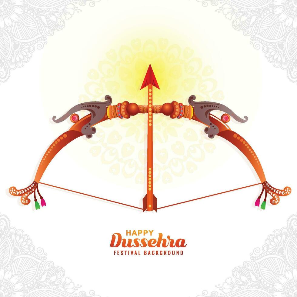 Happy dussehra watercolor bow and arrow celebration card design vector