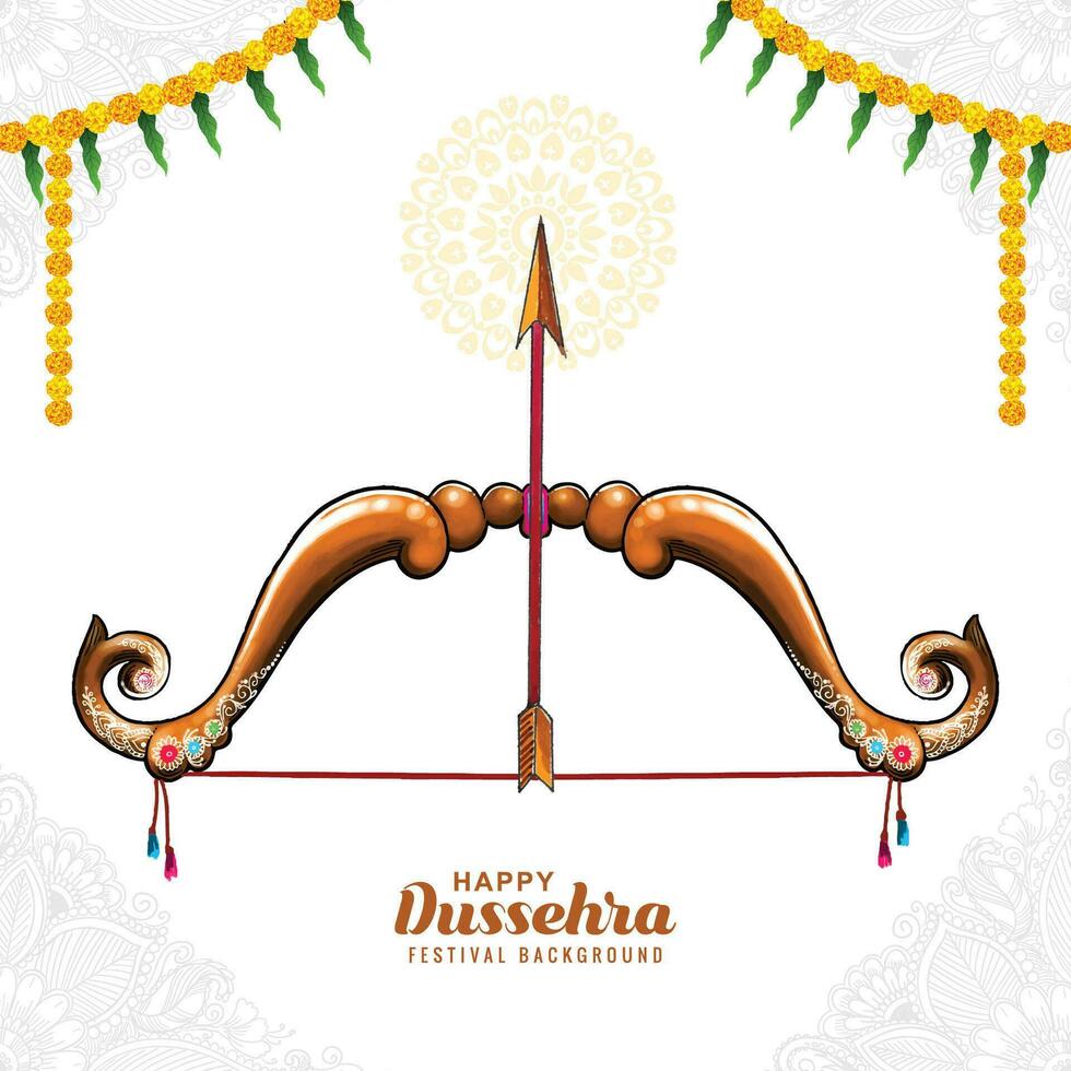 Happy dussehra bow and arrow card background vector