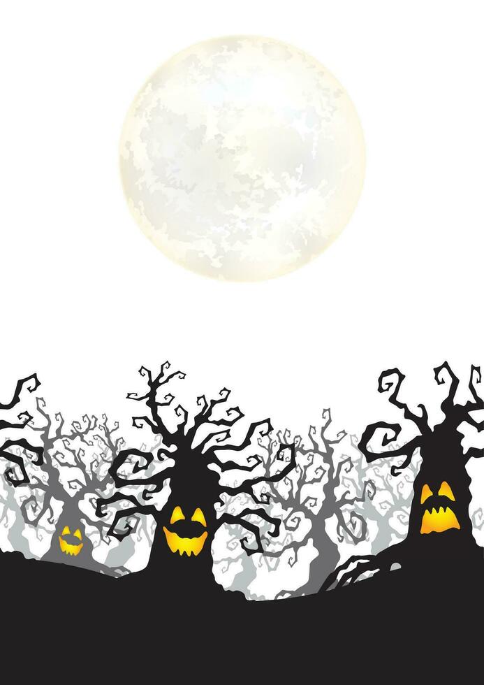 Halloween background with trees and moon vector