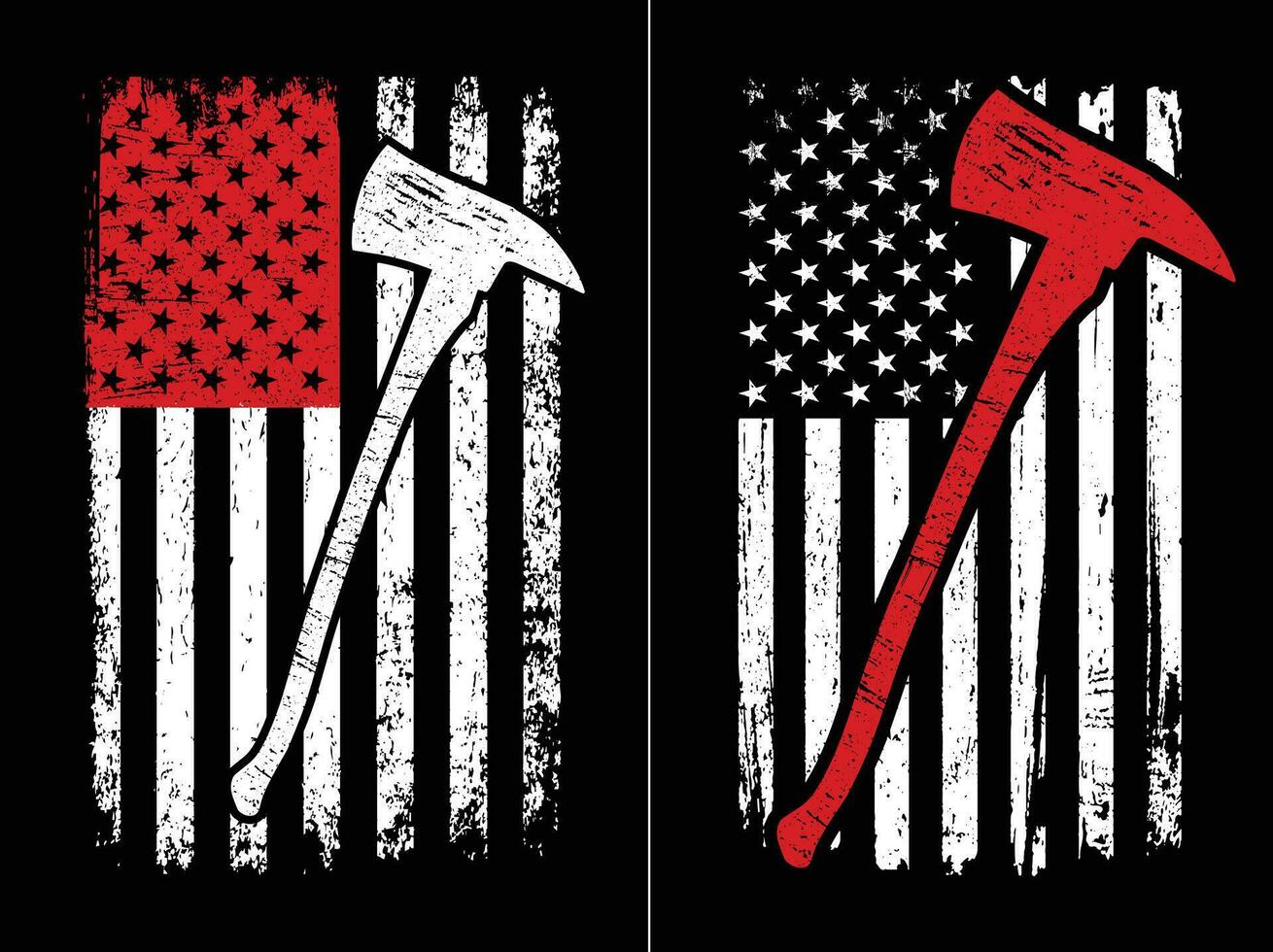 Firefighter American Flag Axe Design vector